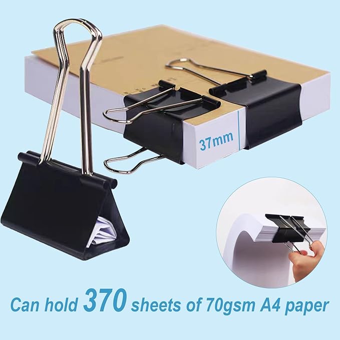 3 Inch Extra Large Binder Clips (24 Pack), Black Jumbo Binder Clips, Heavy Duty Paper Clamps, Big Metal Paper Clips for Office, Home, School, Art Supplies
