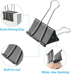 OWLKELA 3 Inch (12 Pcs) Jumbo Binder Clips, Extra Large Black Paper Clamps for Home, School and Office Supplies