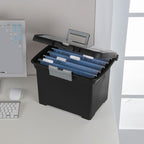 Sterilite Portable Lockable File Box Organizer with Handle and Clear Lid (8 Pack)