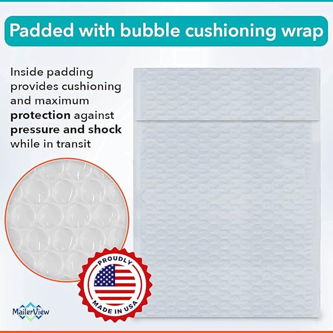 Poly Bubble Mailers (#7) 14.25 x 20 Inches Extra Large Shipping Padded Envelopes With Self Seal Tape (Usable size 14.25"x19") 50 Pack