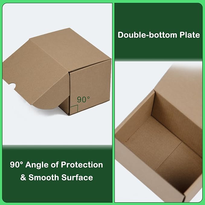 6x4x4 Inches Shipping Boxes Set of 25, Brown Corrugated Cardboard Box Literature Mailer for Packing Small Business