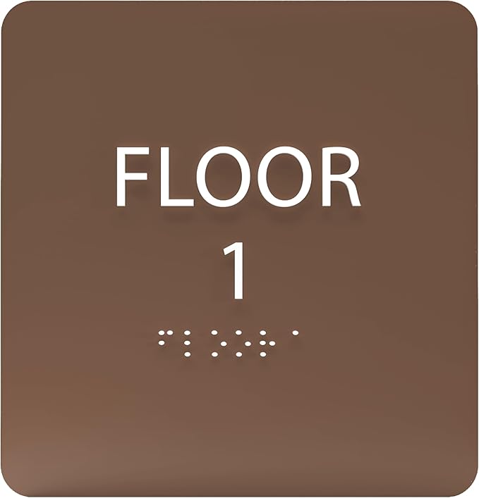 Coffee ADA Floor 1 Sign with Braille – Made from Durable Acrylic and Ready to Mount