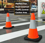 (4 Pack) BESEA 18" inch Traffic Cones Orange Safety Cones with 6 inch Reflective Collar for Home Driveway Road Parking Use(4 Cones)