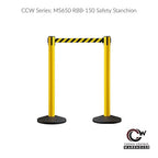 Crowd Control Warehouse CCW Series RBB-150 - Set of 2 Stanchion Retractable Belt Barriers - 16 Foot, Black Belt with Orange Post - Easy Assembly