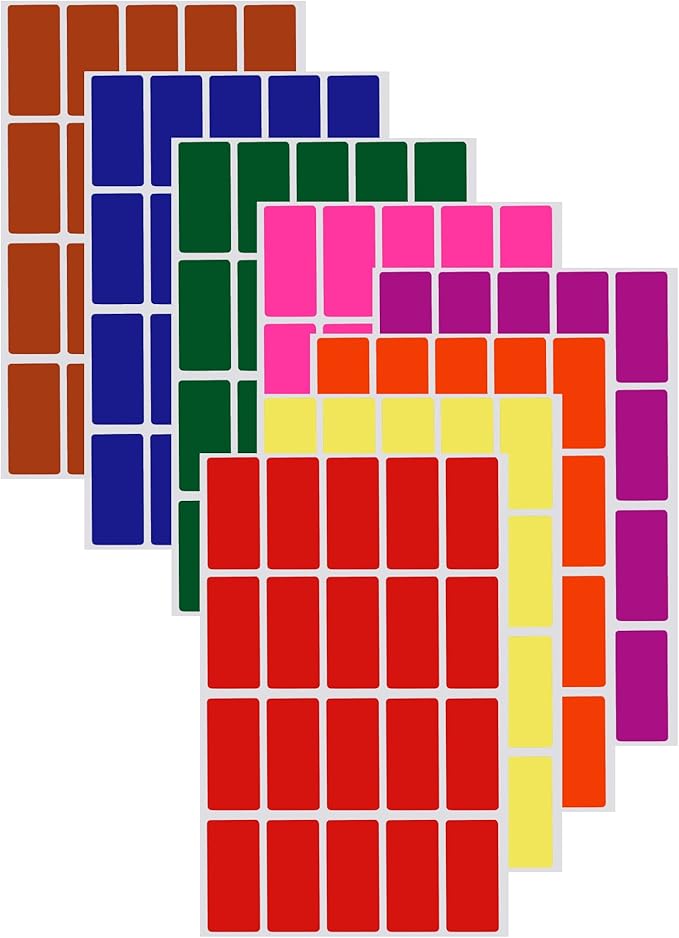 Royal Green Color Coding Labels Rectangle 1.57inch x 0.75 inch Rectangular Stickers in Red/Green/Yellow/Pink/Purple/Orange/Brown/Blue (40mm x 19mm) 160 Pack