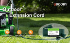 Outdoor Extension Cord Waterproof 50 FT, Green 14/3 SJTW Heavy Duty, Flexible 100% Copper 3 Prong Extension Cord for Lawn, Garage,UL Listed