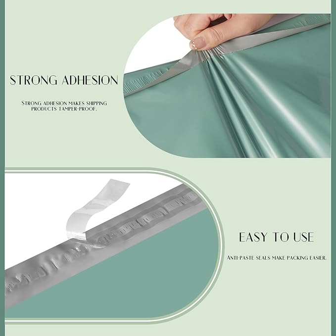 Metronic Large Poly Mailers 19x24 100Pcs, Strong Adhensive Shipping Bags for Clothing, Waterproof Mailers Bags for Small Business, Shipping Envelopes, Tear-resistant Packing Bags in Grayed Jade Green