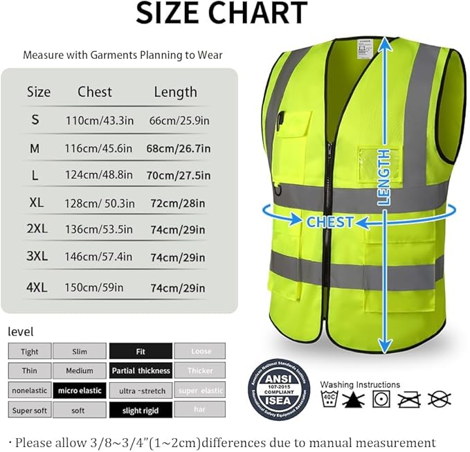 High Reflective Safety Vest for Men Women Breathable With Pocket Zipper for Build Oudoor Work Meet ANSI/ISEA Standard