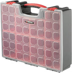 INTERTOOL Hardware Organizer with 8 Deep Removable Bins - Small Parts Storage Tool Box for Nuts, Bolts, Screws, Nails - 16.5" x 13" x 4.5" - Portable Handle Transparent Lid with Locks BX08-4034