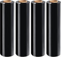 18" Black Stretch Wrap Roll, Heavy Duty 18in 1500ft Shrink Wrap Roll, 80 Gauge Industrial Strength Stretch Film, Stretch Wrap for Moving, Plastic Wrap for Pallet Wrapping Shipping(4 Rolls)