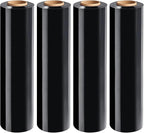 18" Black Stretch Wrap Roll, Heavy Duty 18in 1500ft Shrink Wrap Roll, 80 Gauge Industrial Strength Stretch Film, Stretch Wrap for Moving, Plastic Wrap for Pallet Wrapping Shipping(4 Rolls)
