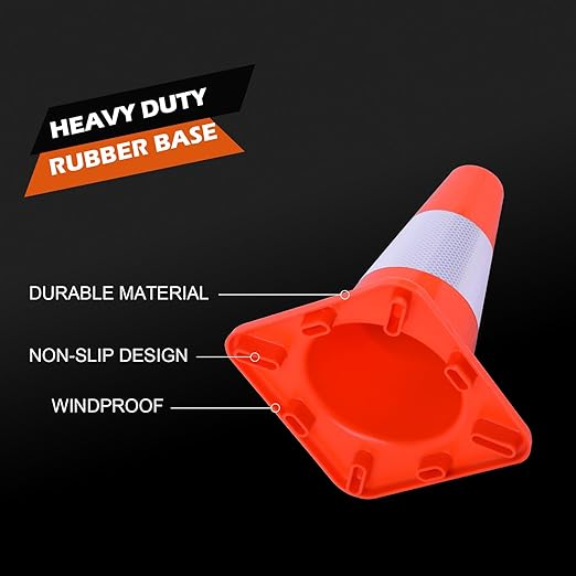 8 Pack 12" Traffic Safety Cones with Reflective Collars, Orange Construction Cone, Restorable Parking Cones, Heavy Duty Road Cones for Parking Lot, Traffic Control, Driveway Road Parking