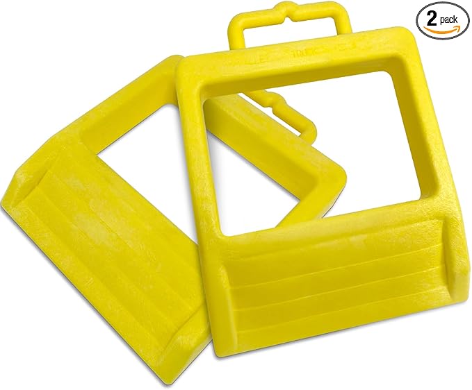 ROBLOCK Pallet Jack Chock Heavy Duty Wheel Chock, Pallet Jack Stopper for Truck 14.2" Length x 11.2" Width x 2" Height (2 Pack,Yellow)