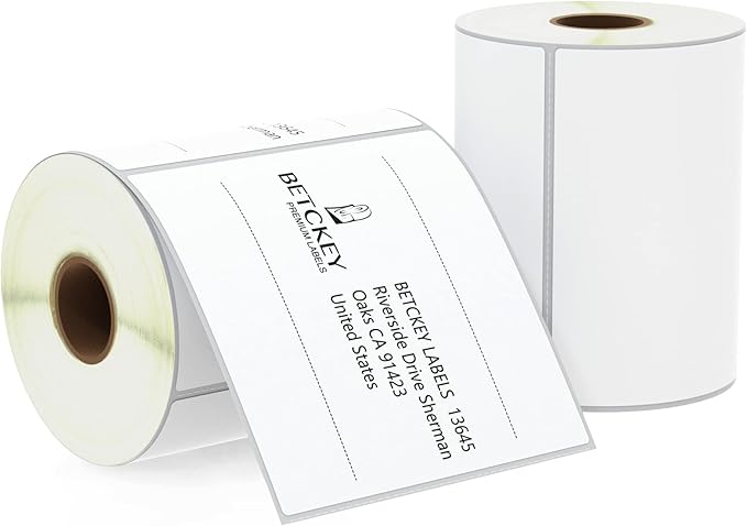 BETCKEY - 4" x 4" (102 mm x 102 mm) Shipping & Large Square Labels Compatible with Zebra & Rollo Label Printer,Premium Adhesive & Perforated [2 Rolls, 700 Labels]