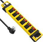 Heavy Duty Power Strip,6 Outlets Metal Power Strip with Individual Switch & Cord Management,Mountable Surge Protector 1200J,6FT Extension Cord(Yellow,6 FT)