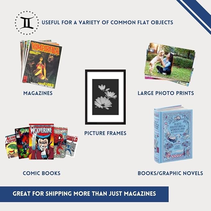 Gemini Magazine and Comic Book Mailers for Shipping (8.5x11x2’’ – 50 Mailers + 50 Fillers) | Protective Fillers for Extra Support | US-Made, Expandable, Great for Shipping Documents, Photos & More.