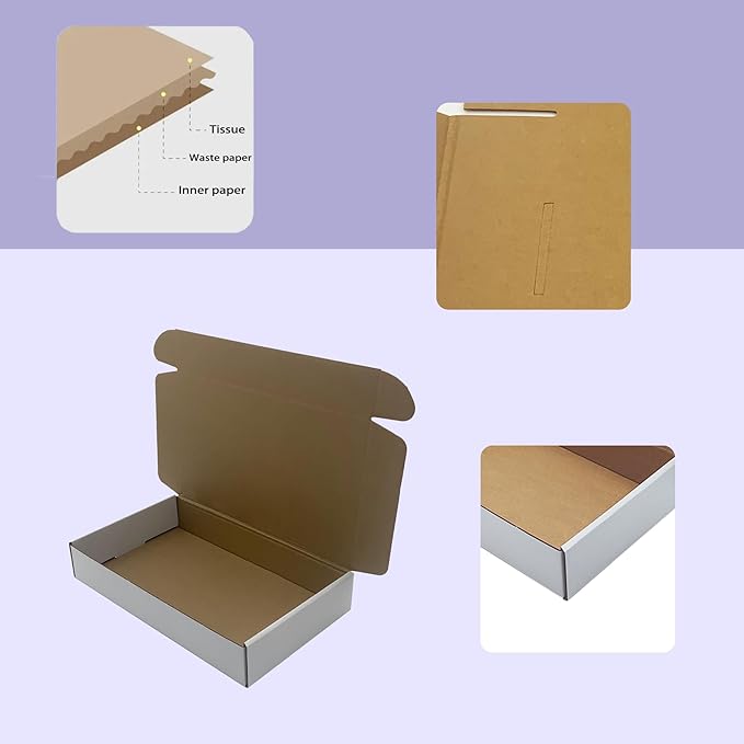 12x7x2 inches Shipping Boxes Set of 25, White Cardboard Box Kraft Corrugated Mailer Box，Boxes for Shipping E-commerce Packaging, Holidays Gift and Small Business Giving Literature Mailing