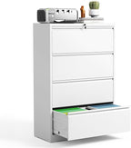 4 Drawer Lateral File Cabinet, Metal Filing Cabinets for Home Office, Wide File Storage Cabinet for Letter Legal Size Hanging File Folders, Assembly Required, (White)