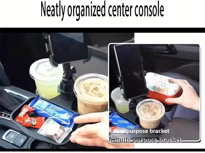 5 in 1 Car Table Tray，Mobile Phone Holder Car Cup Holder Tray ，360° Rotation Cup Holder Tray for Car，Compatible with Vehicles, Car, Road Trip Essentials
