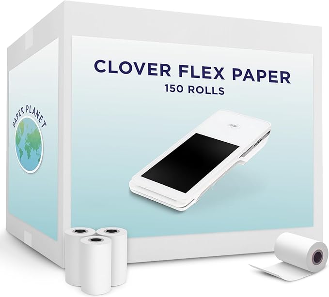 PaperPlanet Thermal Paper for Clover Flex | Credit Card Receipt Paper Rolls Compatible with Clover Flex POS models C400 C401 C403 C405 C406 | 150 Rolls
