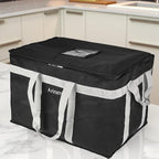 Food Delivery Insulated Bag, Insulated Cold Meal Bag, Built-in Base Plate, For Hot and Cold Food Takeout, Commercial Catering Transportation - 23 * 14 * 15 inches (Partitioned, Black)