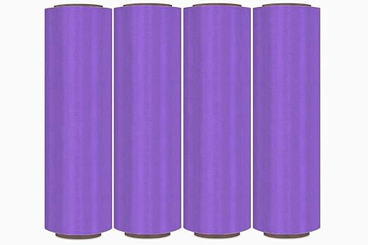 APQ 4 Rolls of Blown Hand Stretch Film 18" x 1500'. Purple Hand Stretch Wrap, 80 Gauge. Tear Resistant Residue Free Film for Moving, Shipping, Wrapping. Industrial Grade Pallet Shrink Wrap Film.