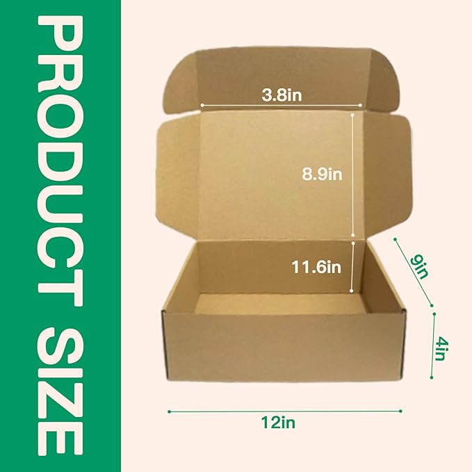 Rongyangtong12x9x4 Inch Shipping Box (pack of 20),Corrugated Mailing Box, Ldeal for Small Business Packaging Mailing