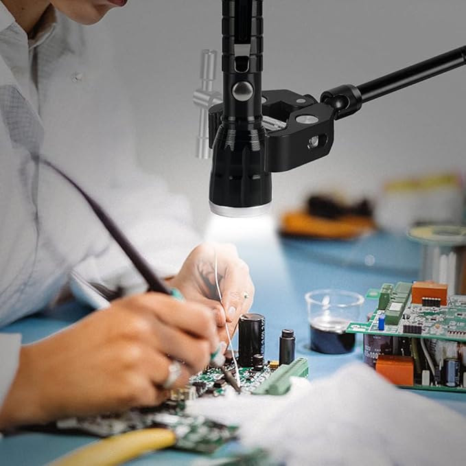 Helping Hands Magnetic Soldering Clamp with 2.16-inch Jaw Opening, Super Clamp with 1/4 and 3/8 Thread, Flexible Articulating Arms with Clamps, Magnetic PCB Clip for Heat Gun Repairing DIY Work