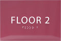 6" X4" Floor 2 Sign - ADA Compliant Tactile Graphics Grade 2 Braille Text | Wall Mount Plastic Directional Assistance, Floor Number Sign for Office, Schools, Hospitals, Apartments
