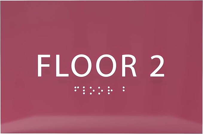6" X4" Floor 2 Sign - ADA Compliant Tactile Graphics Grade 2 Braille Text | Wall Mount Plastic Directional Assistance, Floor Number Sign for Office, Schools, Hospitals, Apartments