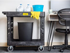 550lb Capacity Heavy Duty Plastic Utility Cart 34-1/2" L x 16-3/4" W with Handle 2 Shelves Pake Handling Tools