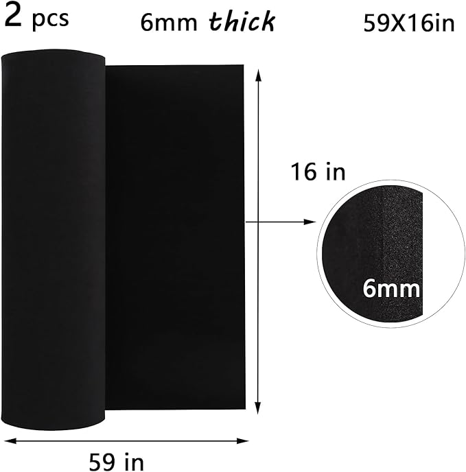 AMZQNART 2Pcs EVA Foam 6mm, Cosplay Foam 16x59 inch Black, High Density 90 kg/m³, for Craft Projects Cosplay Costumes, Fake Weapons, Decorations, Christmas, Easter, Thanksgiving, etc.