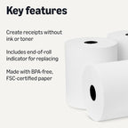 Amazon Basics Thermal Paper Receipt Rolls, POS Receipt, 3 1/8" x 230', 50 Rolls, BPA-Free and FSC Certified, Recycled Materials, White