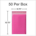 Quality Park Bubble Mailers, 6 x 9 Inch, Pink Poly Mailers, Padded Envelopes, Shipping Envelopes, Water Resistant, Self Seal, 50 Per Box (QUA85858)