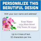Personalized Return Address Labels - Colorful Watercolor Flowers - 60-1000 Custom Self-Adhesive Stickers