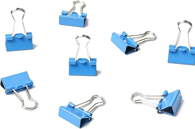 50 Pack Medium Blue Binder Clips 1 Inch (25 mm), Colored Paper Clamps, Middle Size Paper Clips for Office Home School Business 1"