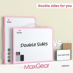 MaxGear Double-Sided Dry Erase Board for Wall, 16"x12" Hanging Whiteboard, Small Dry Erase White Board kit, Portable Whiteboard for Planning, Drawing, Memo, to Do List, Pink Frame