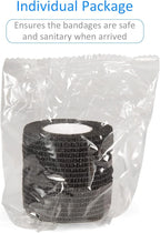 12 Pack Self Adhesive Bandage Wrap 2 Inches x 5 Yards Elastic Bandage Wrap Self Adherent Cohesive Tape Bandages for Wrist Ankle Vet Wrap for Dogs Swelling Sprains Athletic Tape Grip Cover (Black)