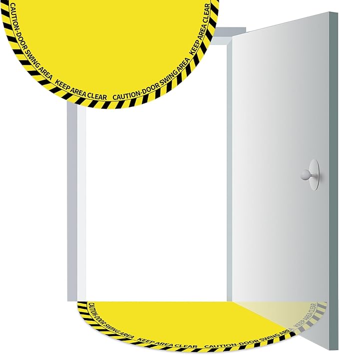1 Pack 56 x 28 Inches Door Swing Caution Floor Sign for Safety Warning Door Swing Area Keep Area Clear Floor Sign Vinyl Non Slip Surface
