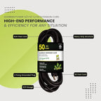 Go Green Power Inc. (GG-14050BK) 12/3 SJTW Outdoor Extension Cord, Black, 50 ft
