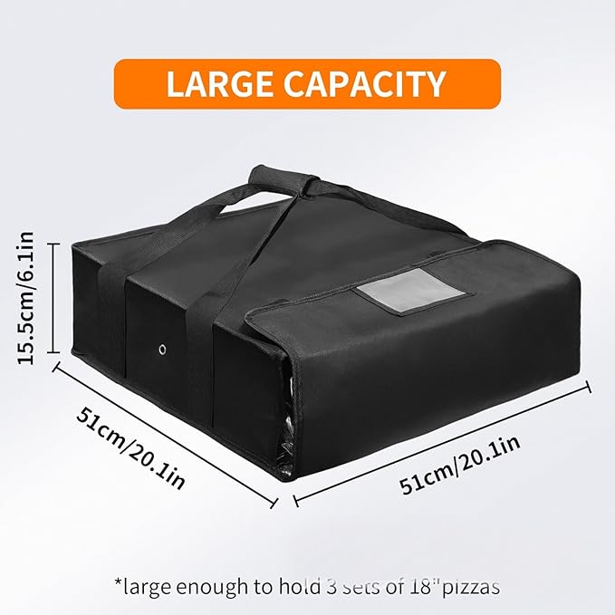 Insulated Pizza Delivery Bag,Pizza Warmer Bags, Insulated Food Delivery Bag, Premium Large 20 X 20 X 6 Inch Takeway Bags Suitable For Cold and Hot Food,Pizza,Home Delivery
