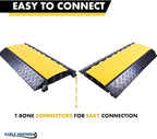 Kable Kontrol Atlas Heavy Duty Cable Protector Ramp - 3 Channel Bulk Wholesale Pallet - 30 Pcs - 36” Long Black & Yellow – 44000 Lbs Capacity - Rubber Speed Bump Wire Protector Cord Cover – CP9986