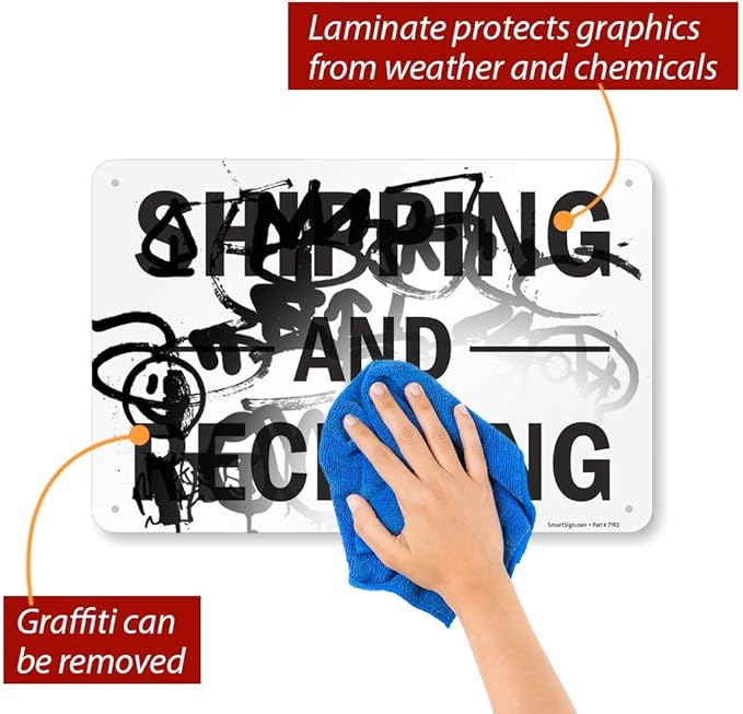 SmartSign - S-5803-AL-12x18-D9 "Shipping And Receiving" Sign | 12" x 18" Aluminum Black on White