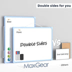 MaxGear Double-Sided Dry Erase Board for Wall, 16"x12" Hanging Whiteboard, Small Dry Erase White Board kit, Portable Whiteboard for Planning, Drawing, Memo, to Do List, Blue Frame
