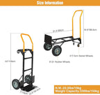 RedSwing 2 in 1 Convertible Hand Truck, Portable Utility Dolly Cart with Telescoping Handle 4 Wheels, Heavy Duty Folding Platform Cart for Industrial, Warehouse, Home, Office, Luggage,330 Lbs Capacity