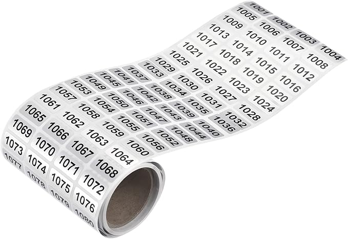 MECCANIXITY 1001 to 2000 Consecutive Number Stickers Inventory Label Black Numbers for Office Warehouse Numbering Classification