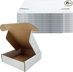 7 x7 x2 Inches Shipping Boxes Set of 25,White Corrugated Mailing Cardboard Box Literature Mailer for Packing Small Business Moving Storage, E-Commerce Packaging Mailing Boxes Gift Boxes for Presents