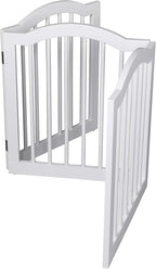 INTERNET'S BEST Arched Top Dog Gate | 3 Panel, 24" H Wooden Pet Barrier for Dogs or Cats | Freestanding Folding Room Divider for Doorways, Hallways, Stairs, and Porch | Portable, Extra Wide | White