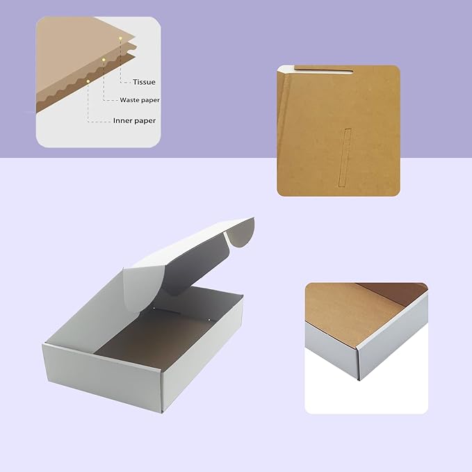 10x6x2 inches Shipping Boxes Set of 25, White Cardboard Box Kraft Corrugated Mailer Box，Boxes for Shipping E-commerce Packaging, Holidays Gift and Small Business Giving Literature Mailing
