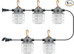 NS 50FT Construction String Lights 75W 7500LM LED String Work Lights Industrial Grade Best for Construction Sites, Renovation, Mine cave,Patio,Walkways and Other Outdoor Lighting